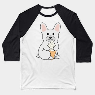 White French Bulldog Ice Cream Baseball T-Shirt